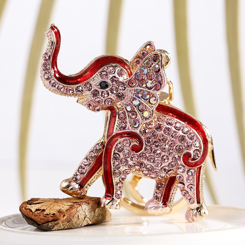 Wholesale Alloy Oil Dripping Diamond Elephant Keychain
